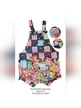 🩵 4/$20 Handmade Kids Mario Short Overalls | 2T Super Mario‎ Kids Clothing